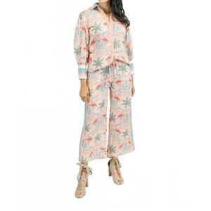 NEW VICTORIA DUNN zara wide leg pant in pink linen